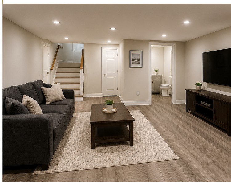 Finished basement renovation interior